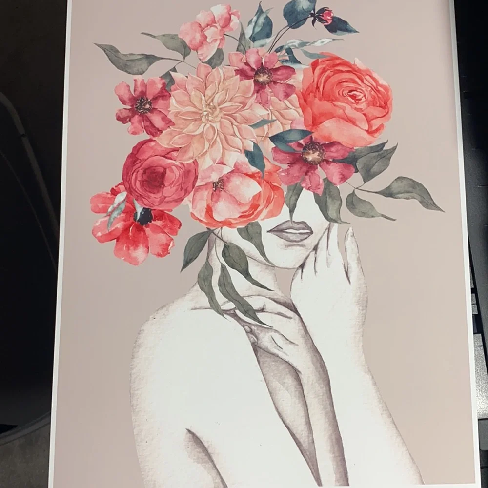 Watercolor Floral Woman Portrait Wall Art Illustration Print Poster Unframed - Picture 13 of 17